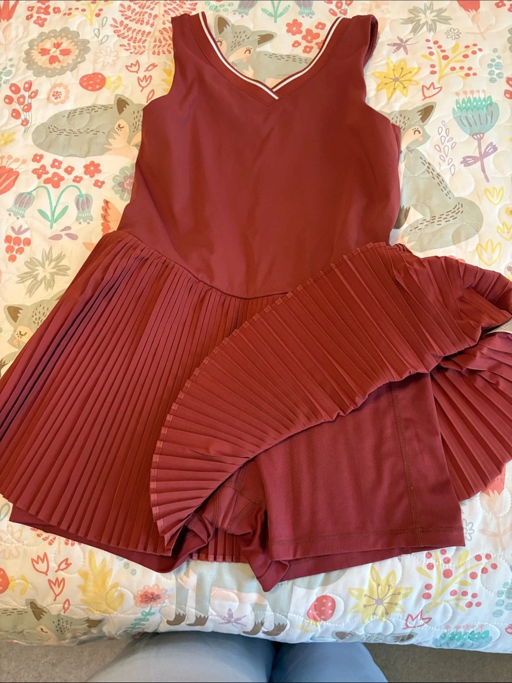 Old Navy Brick Red Sleeveless Pleated tennis dress/ skort bottom NEVER WORN